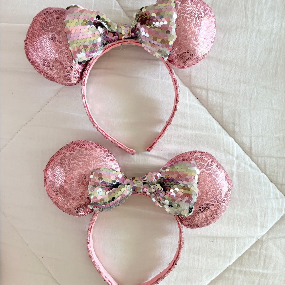 Disney Pink Sequin Mouse Ears Headband set of 2